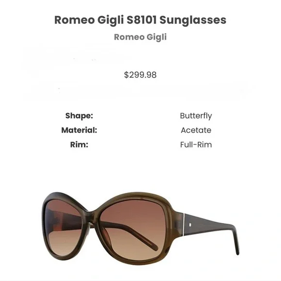 YTK Romeo Gigli Italian designer sunglasses Black Butterfly - Picture 8 of 8